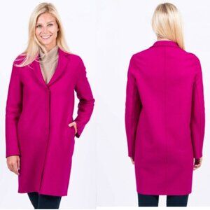 Harris Wharf London Wool Coat Snap Front Size 42 L Fuchsia